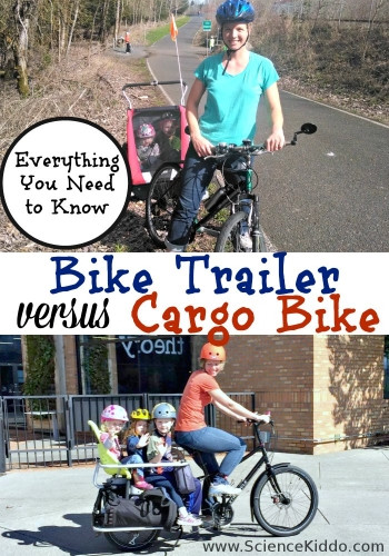 Learn about the differences between a bike trailer and a cargo bike to get your kids and/or gear around town! Each has its own advantages and disadvantages.
