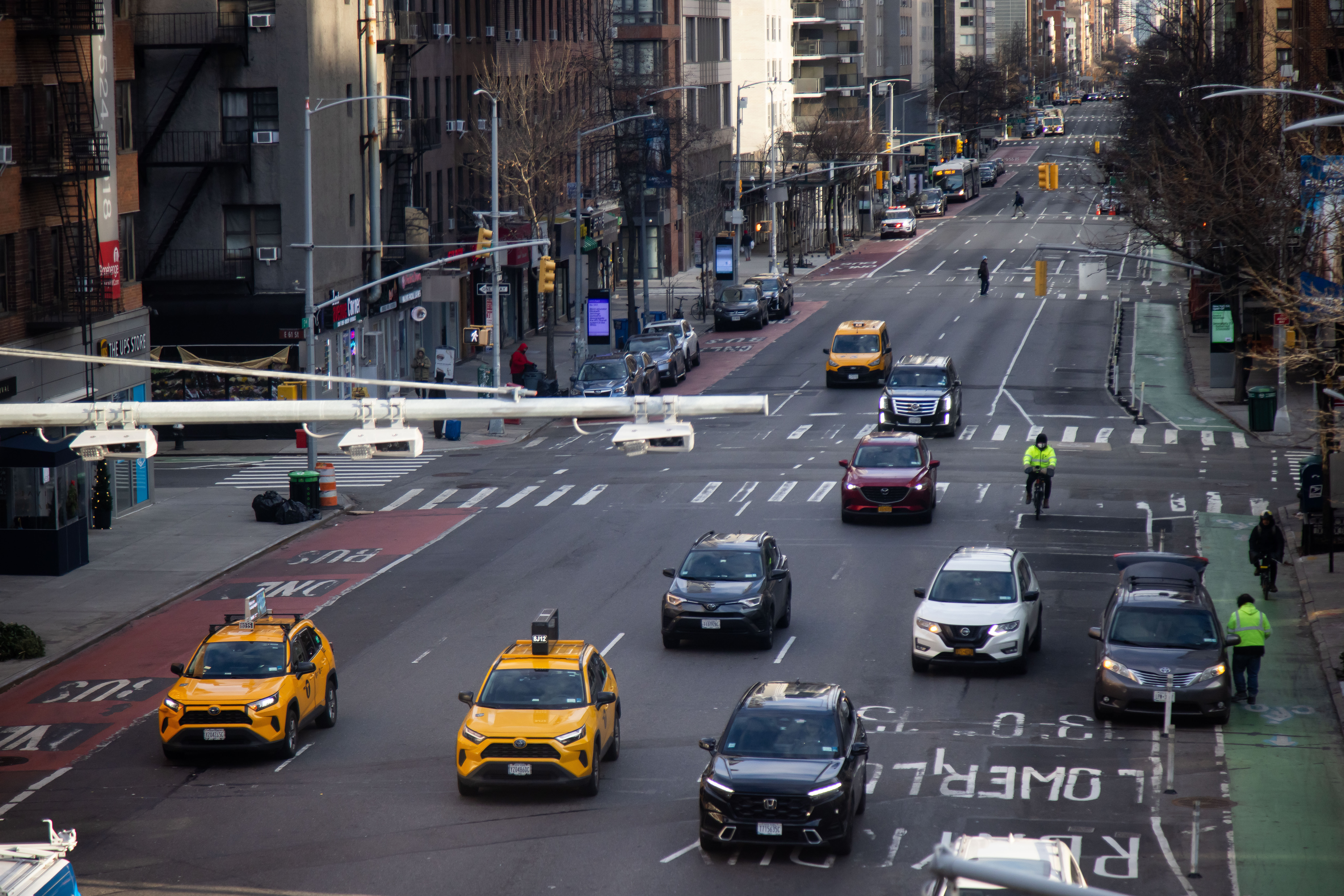 Congestion pricing scanners and E-Zpass readers installed over 2nd Avenue in Manhattan, marking the start of the new toll system.