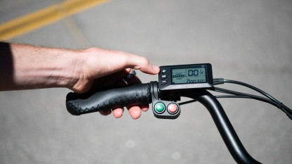 Display and controls on an electric commuter bike handlebar