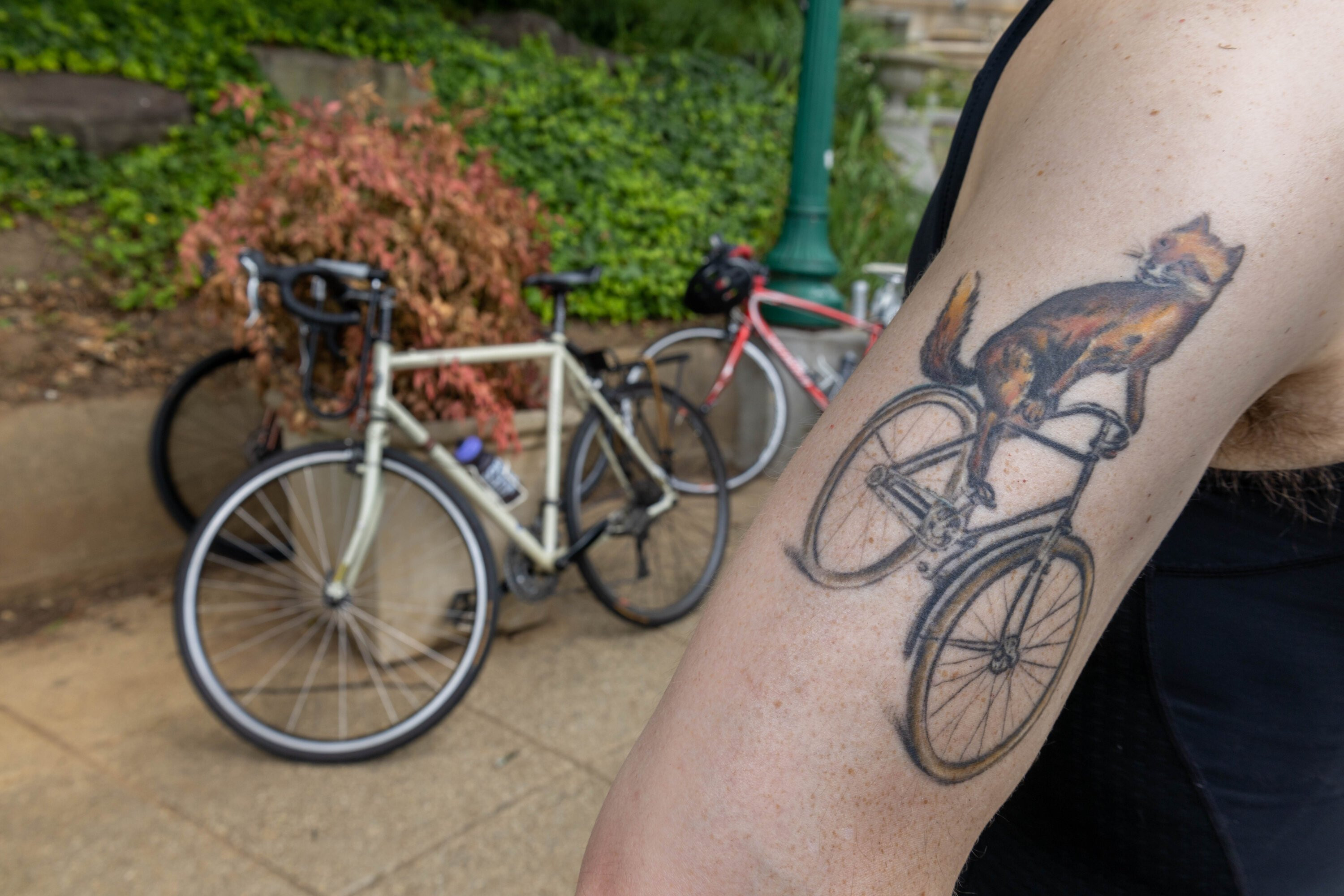 A group of bike messengers at an alley-cat race.