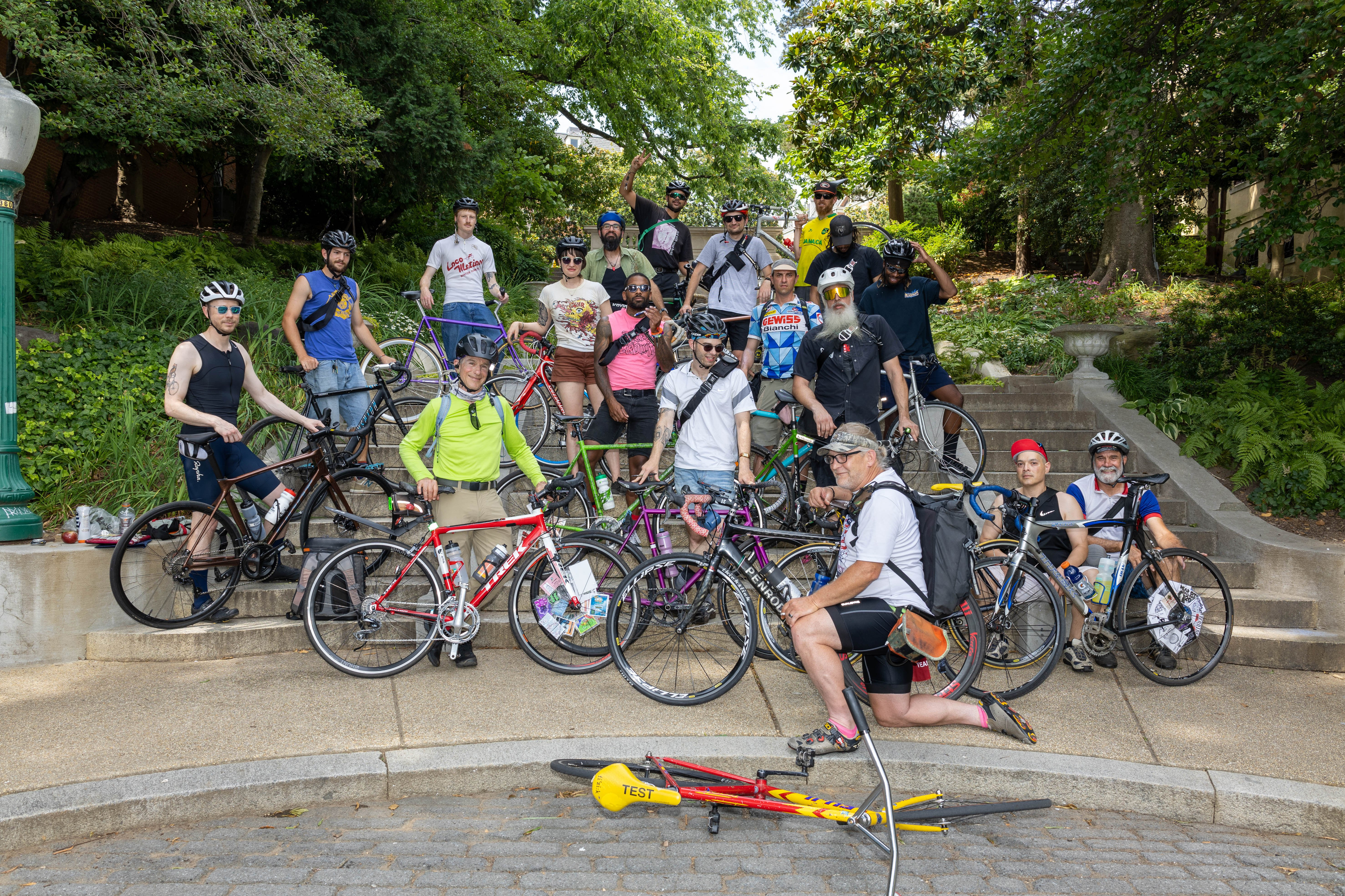 Messengers and cyclists gather for an alley-cat race in Kalorama.