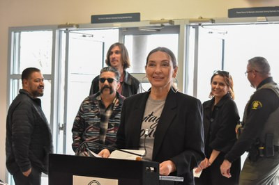 City Councilor Klarissa Peña announces the Duke City Leadership Lowrider Bike Club, a youth program focused on lowrider bikes, at the Westgate Community Center.