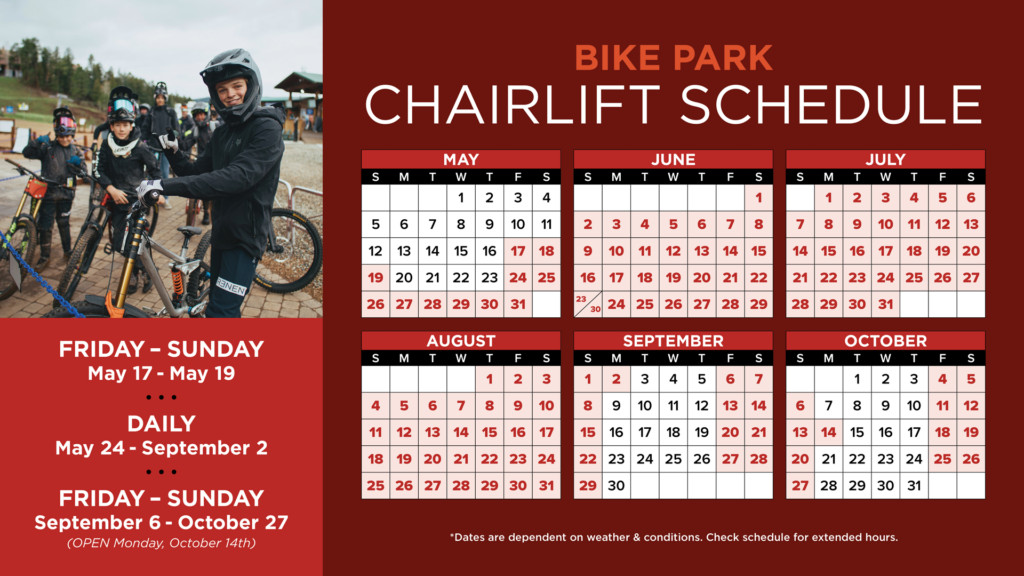 Angel Fire Bike Park Chairlift Schedule for Summer 2024