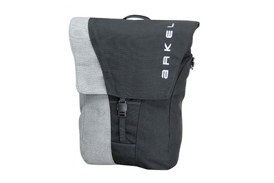 Close-up of the Arkel Commuter Urban Pannier showcasing its robust design and secure mounting system, emphasizing its reliability as a bike pannier bag.
