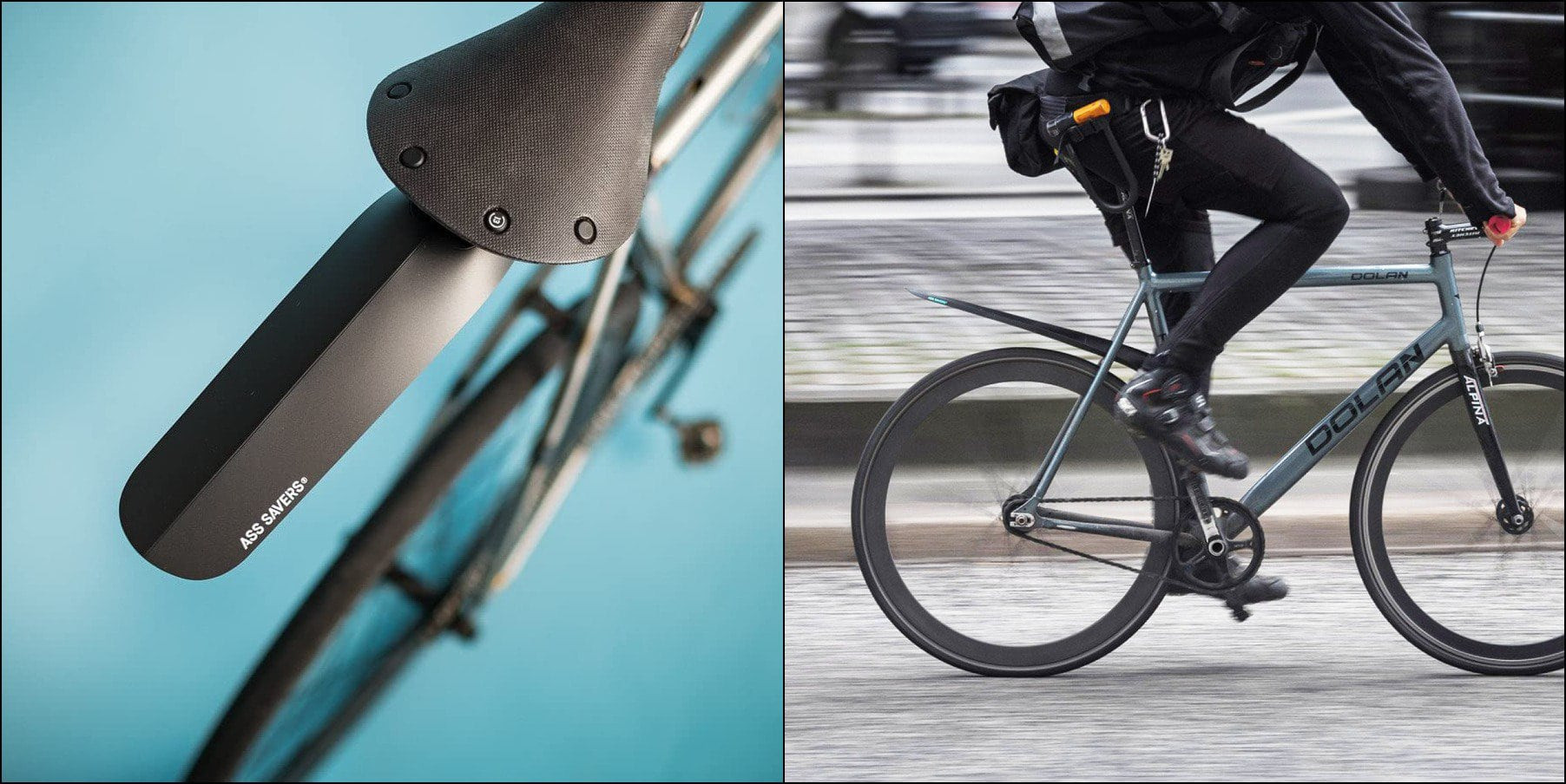 The SKS Raceblade Pro XL set on the left and the Xtra-Dry rear mudguard on the right