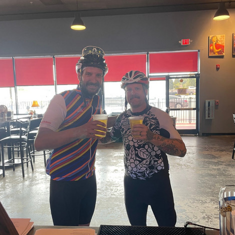 Post-ride beers at Bikes and Beers event, a perfect way to celebrate cycling with friends