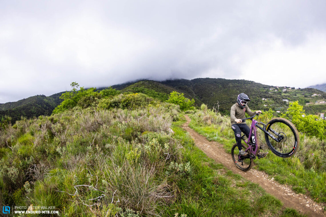 Santa Cruz Megatower enduro bike on a trail
