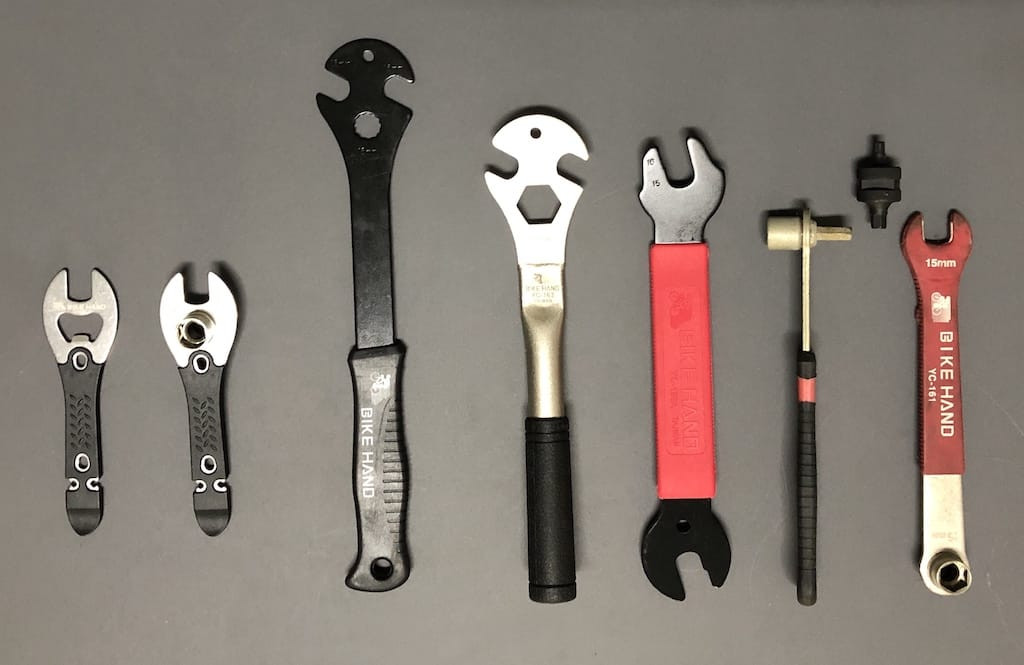 Various types of bike pedal wrenches designed for efficient pedal removal and installation