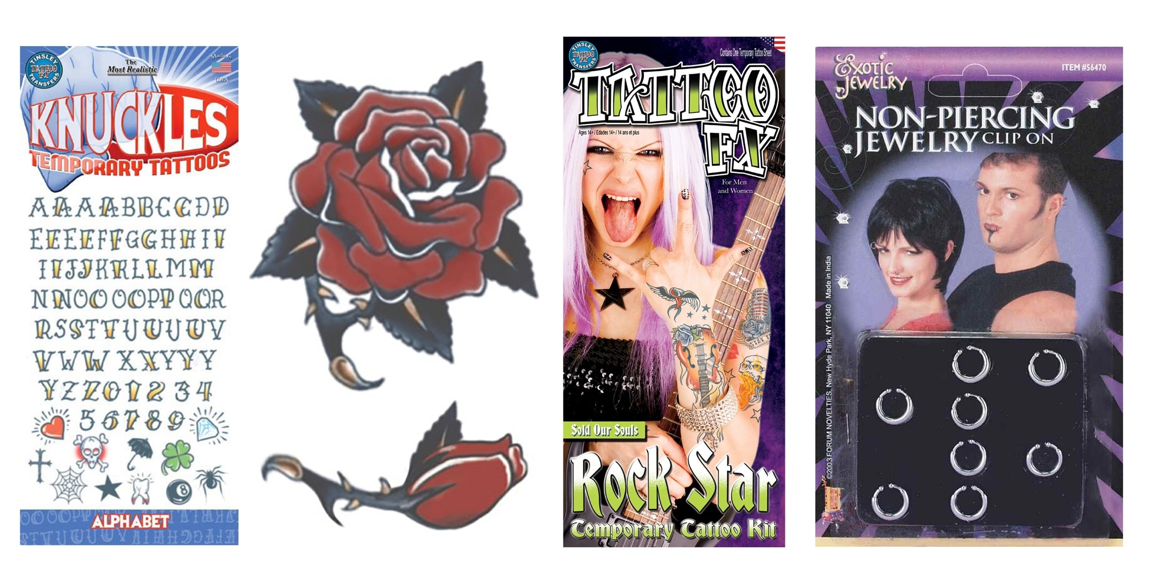 Biker Temporary Tattoos and Piercings