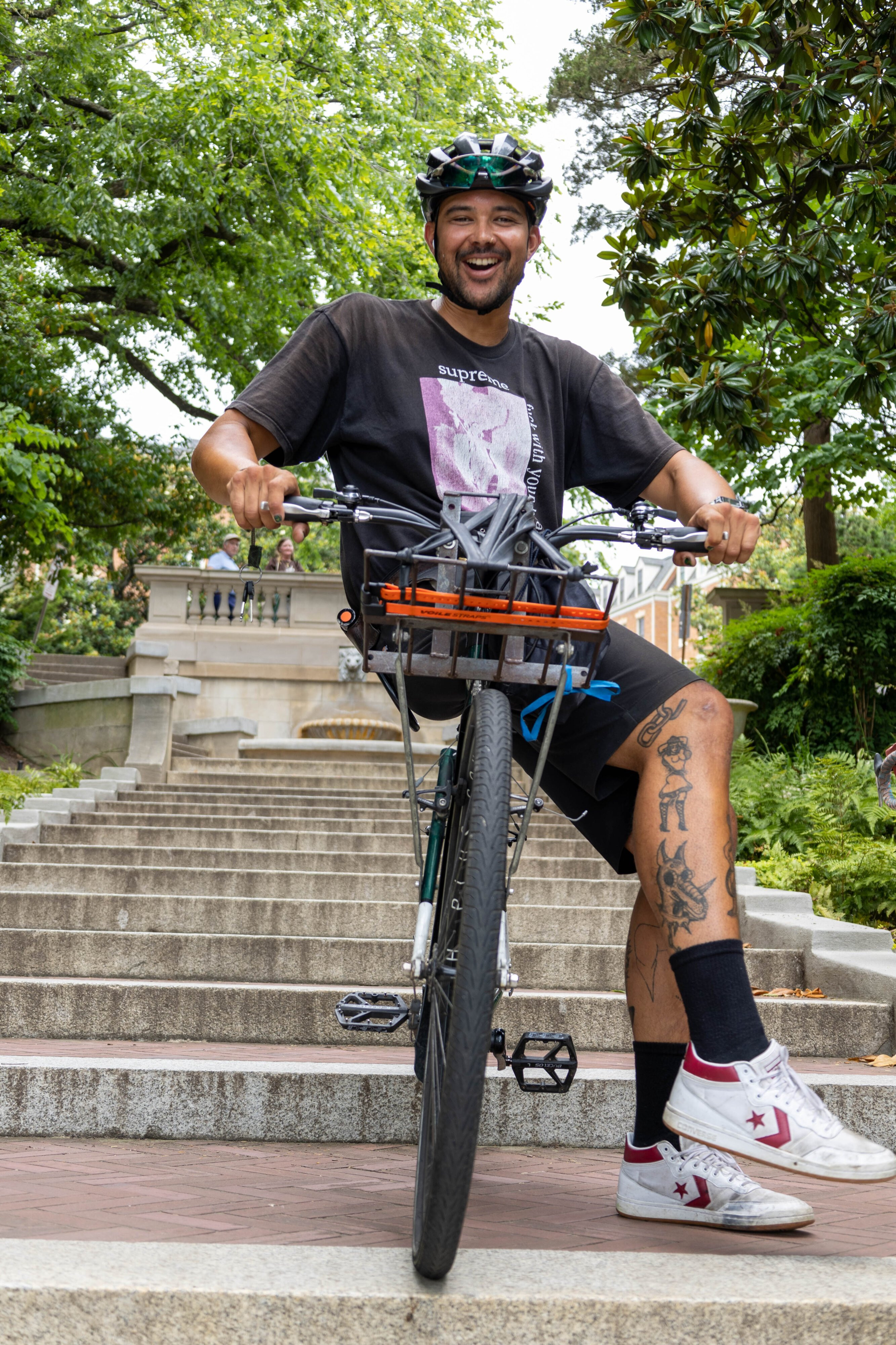 Brian “Bigs” Clark, a courier and race organizer, also designs and sews messenger bags.