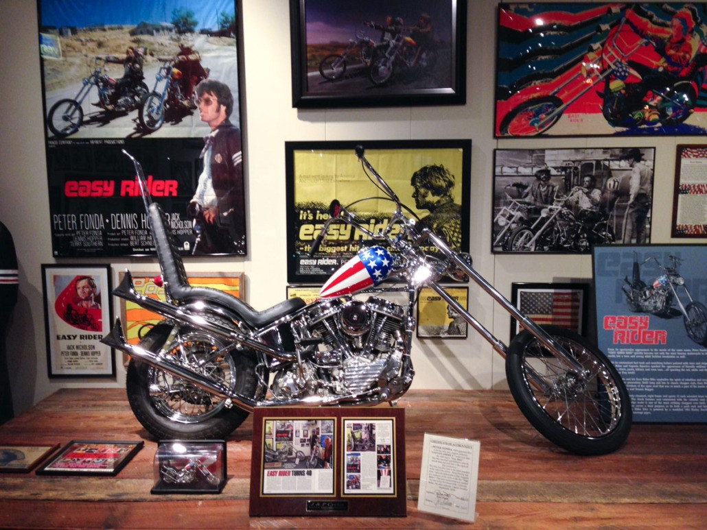 Original Easy Rider Captain America bike on display at the National Motorcycle Museum