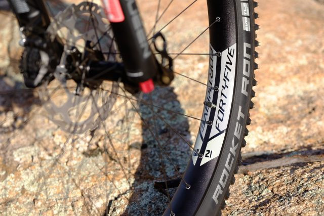 Detail of the REI Co-op DRT 2.1 rear dropouts and thru-axle, highlighting frame construction and modern features.