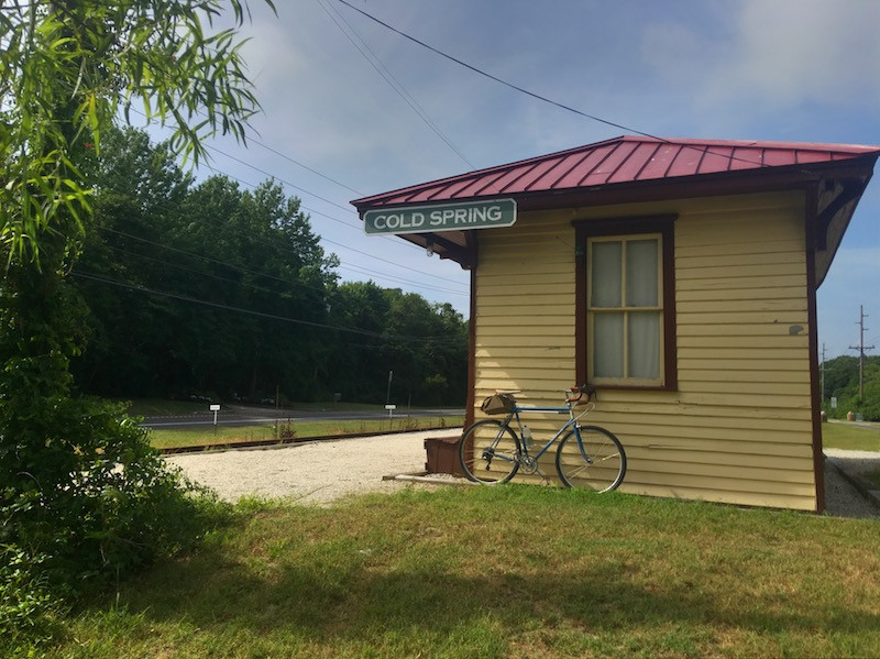 The historic Erma depot along the Cold Spring Bike Path, a highlight for cyclists exploring Cape May's railroad heritage.