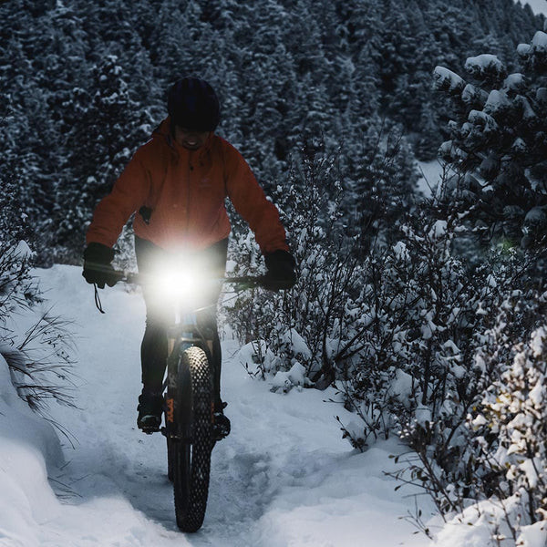 Snowy bike ride with Outbound Lighting bike lamp