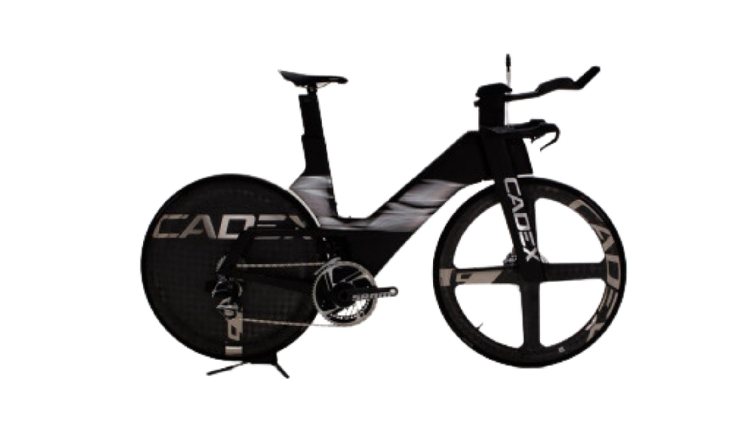 Cadex Tri frameset, a superbike with unique non-double-diamond frame, considered among the best aerodynamic tri bikes