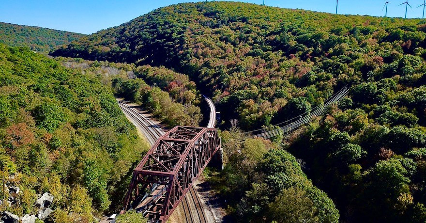 Cyclists pause along the Great Allegheny Passage just outside Pittsburgh, Pennsylvania, taking in the natural beauty.