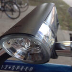 Bell battery-operated bike headlight mounted on handlebars