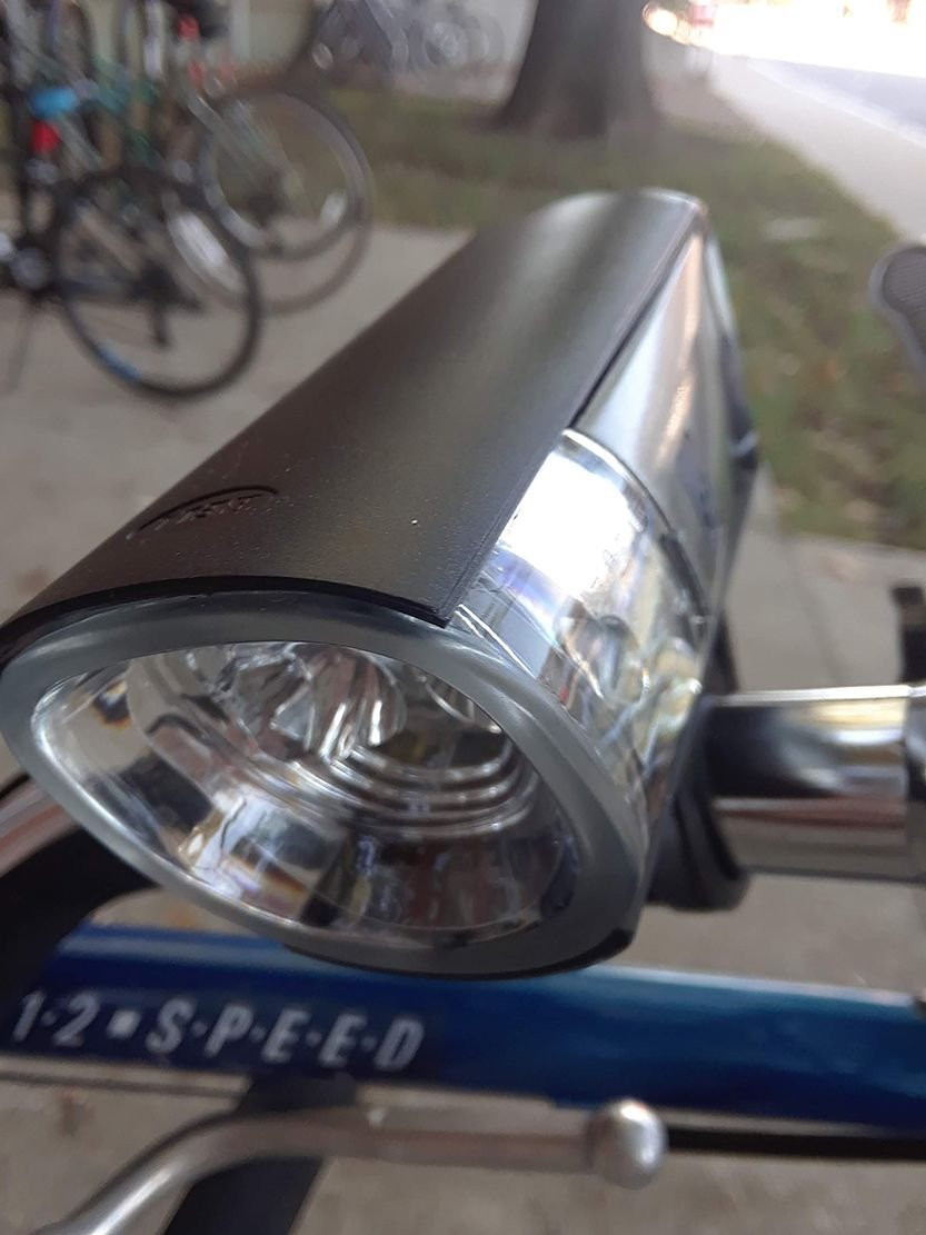 Bell battery-operated bike headlight mounted on handlebars