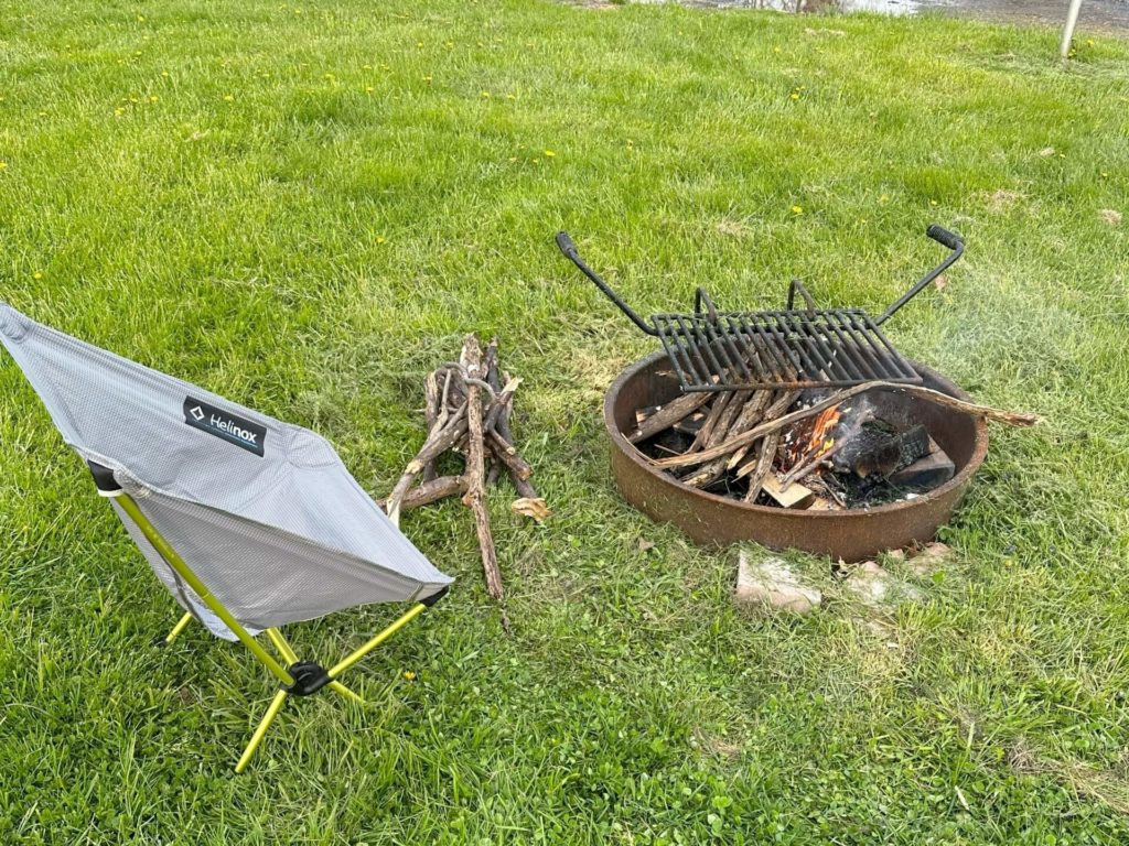 Helinox Chair Zero at a campfire