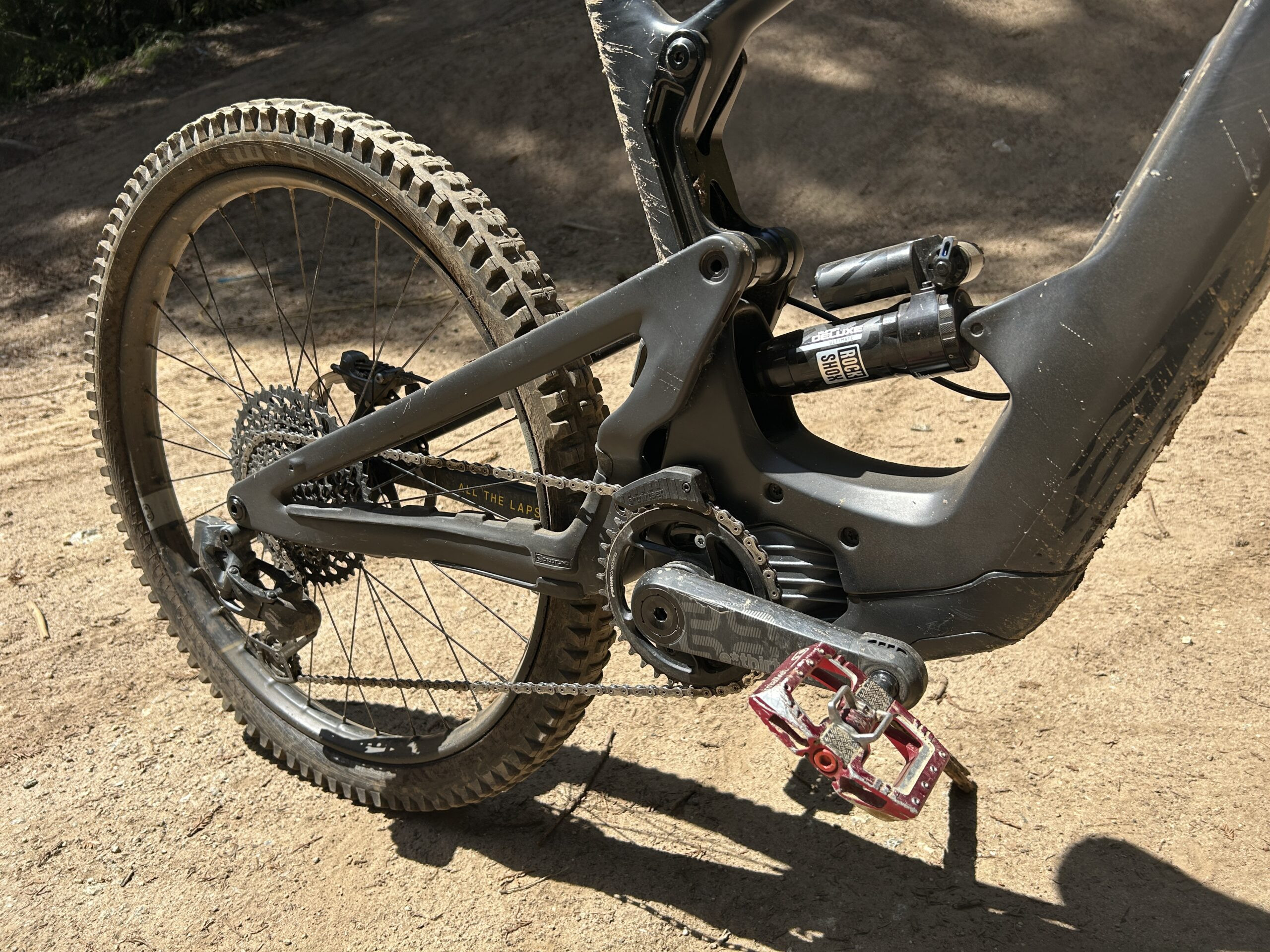 Close up of Crestline e-bike frame and components
