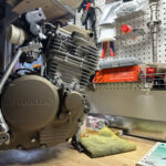 honda XR600R on workbench