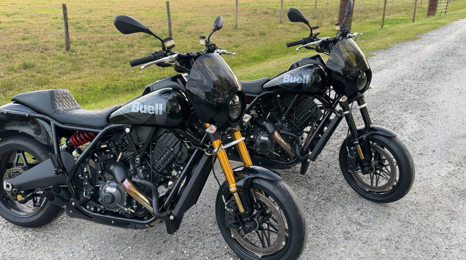 Rider leaning into a turn on the Buell Super Cruiser, demonstrating its agility and handling capabilities