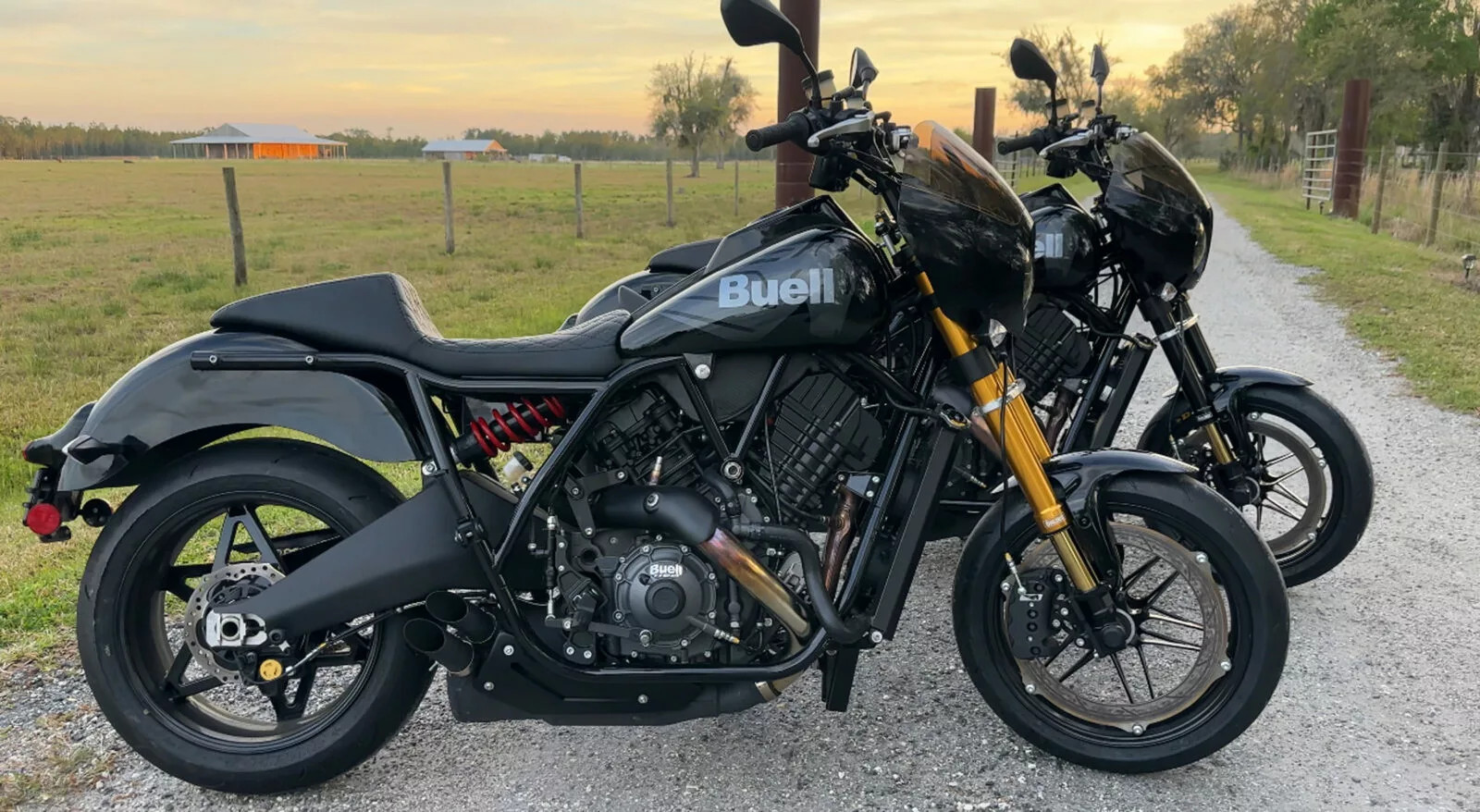 Side view of the Buell Super Cruiser highlighting its unique frame, exhaust system, and performance-oriented design elements