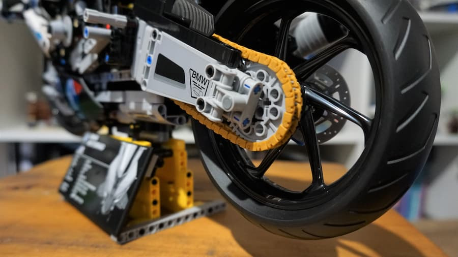 LEGO Technic BMW M 1000 RR Partially Built Side View