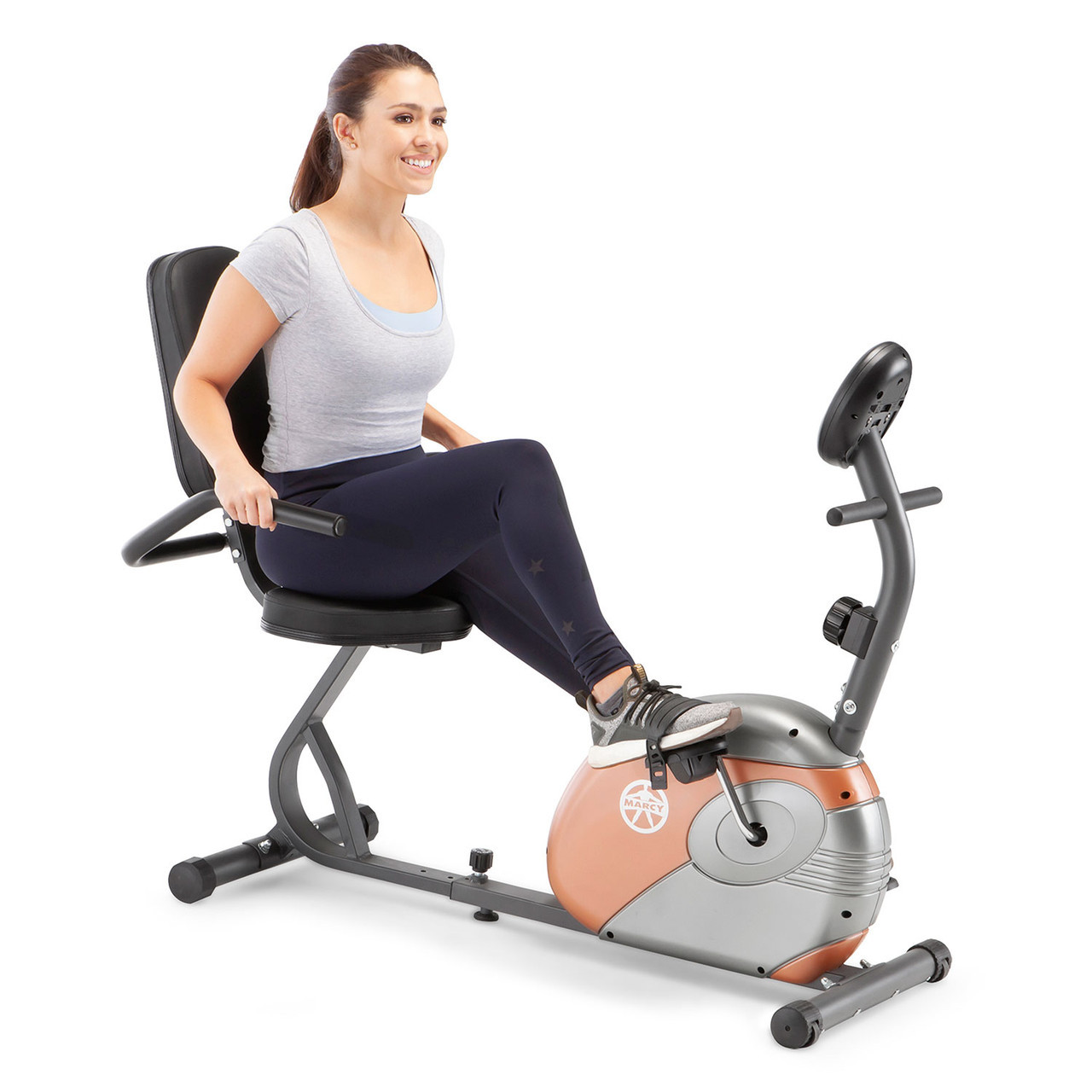 Comfort-focused design of the Marcy ME-709 recumbent bike with supportive handlebars