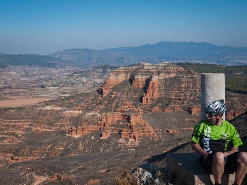 Red rock formations during bike Spanish tour