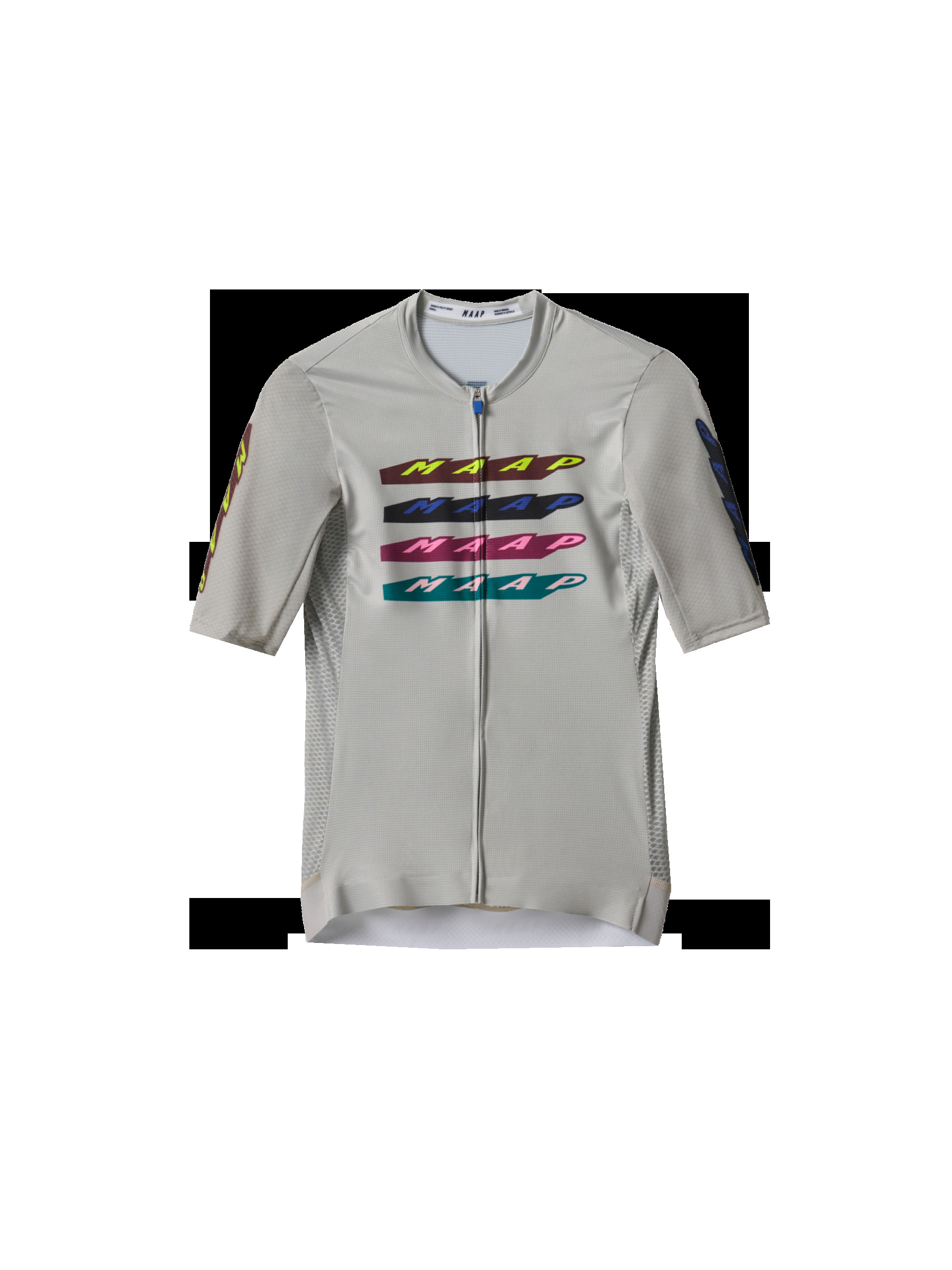 Flat lay of MAAP Women's Evade X Pro Air Jersey 2.0 in Fog, showcasing its advanced aerodynamic features and lightweight construction.