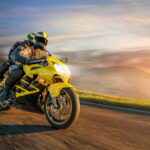 on sports motorbike riding in sunset