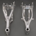 Honda CR250 frame comparison highlighting twin-spar design for electric motor bike motor conversion