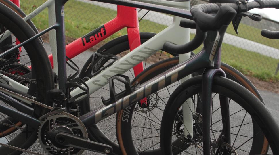 2023 Endurance bikes comparison Canyon Endurace vs Giant defy vs Lauf Uthald logos