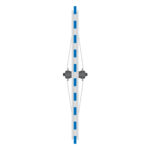 Head-on view of bicycle wheel, with vertical axis aligned with rim showing where lateral deviation is measured