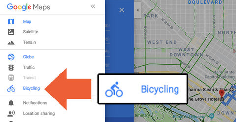 Switch to the Bicycling Map View
