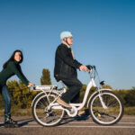 E-bike rider on a scenic path