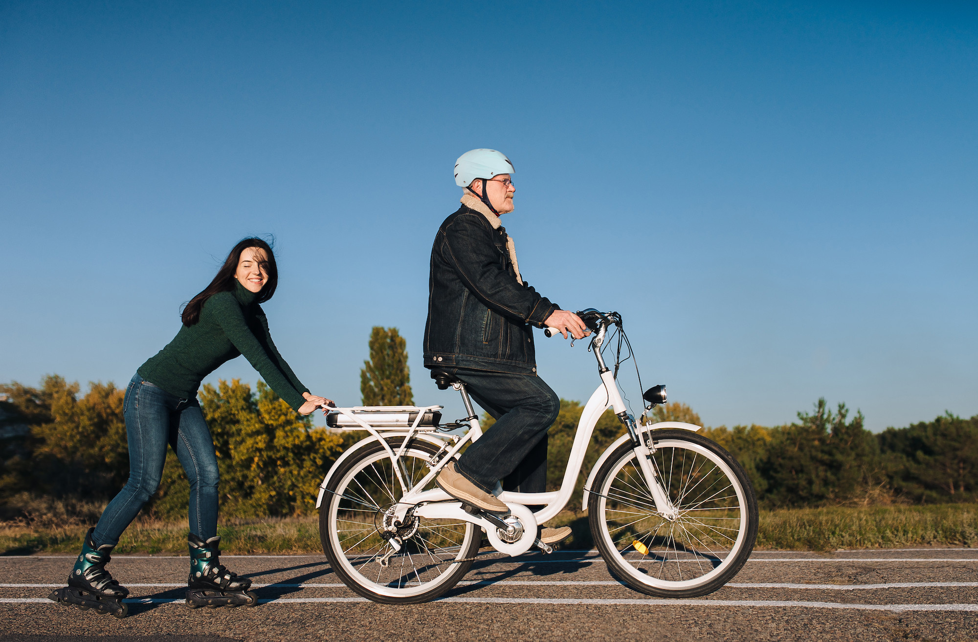 E-bike rider on a scenic path