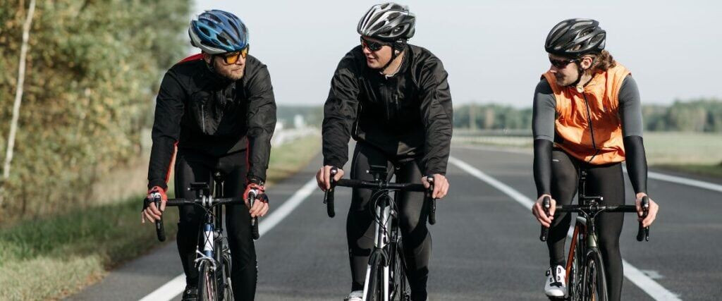 Cyclists resting in a scenic spot