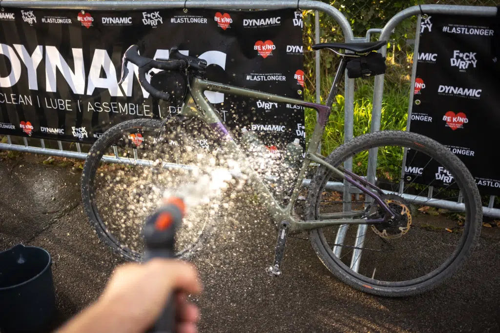 Cleaning motorcycle with a soft brush
