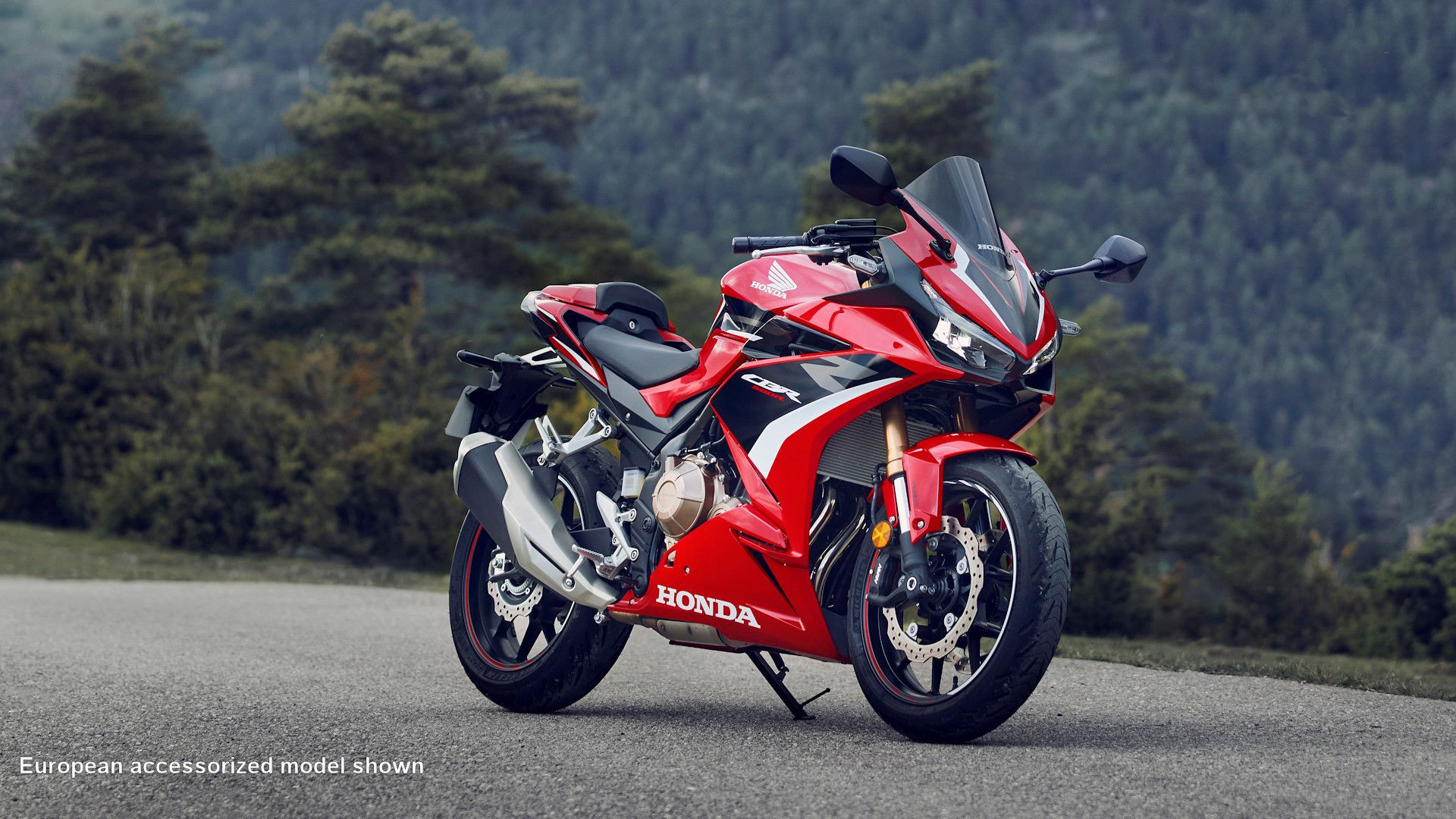 Red 2022 Honda CBR500R on the kickstand