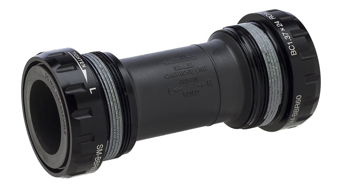 Shimano BBR60 is typical of a modern, external bearing bottom bracket design - Shimano