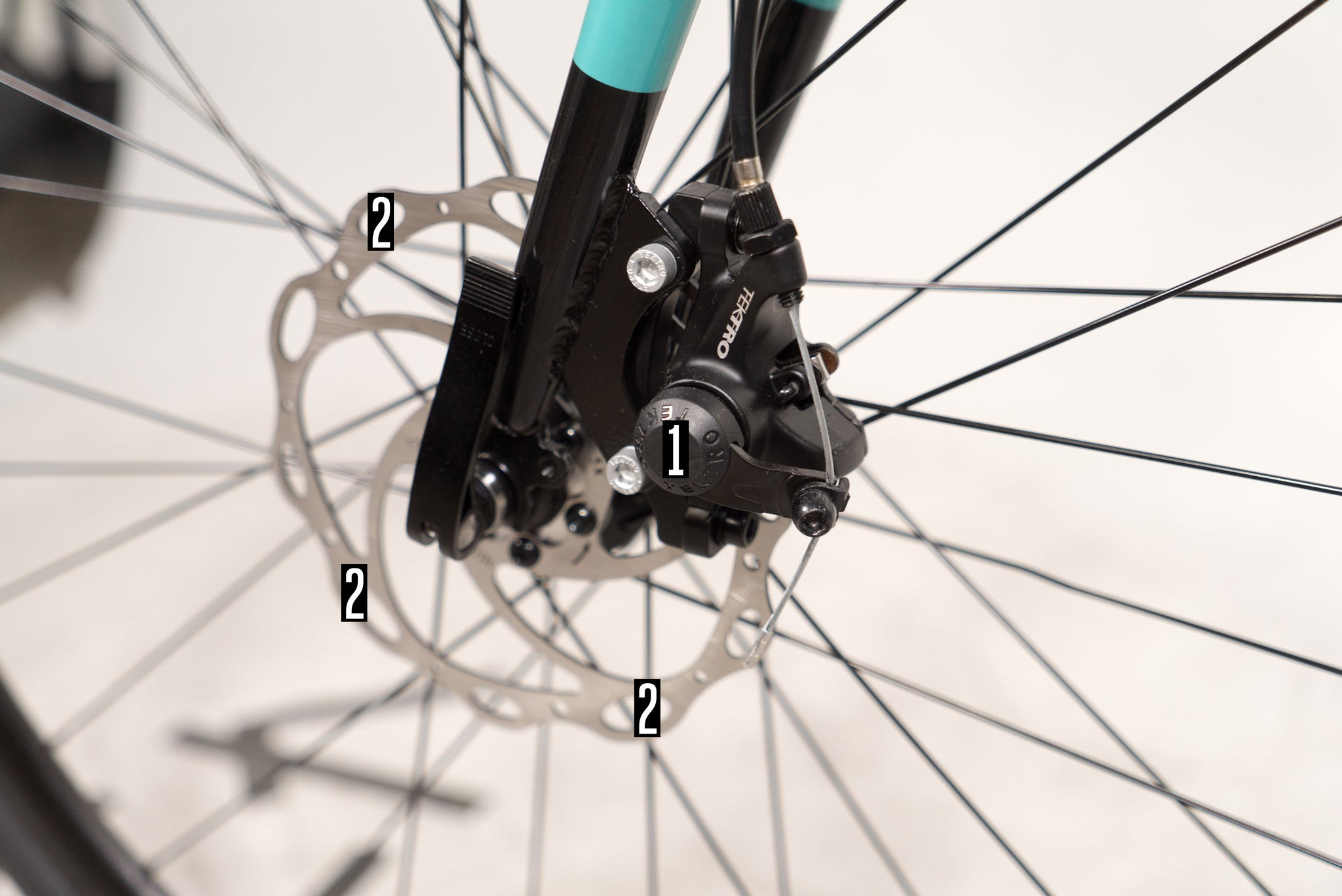 Disc brake components labelled