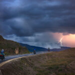 Motorcycle rider caught in the storm