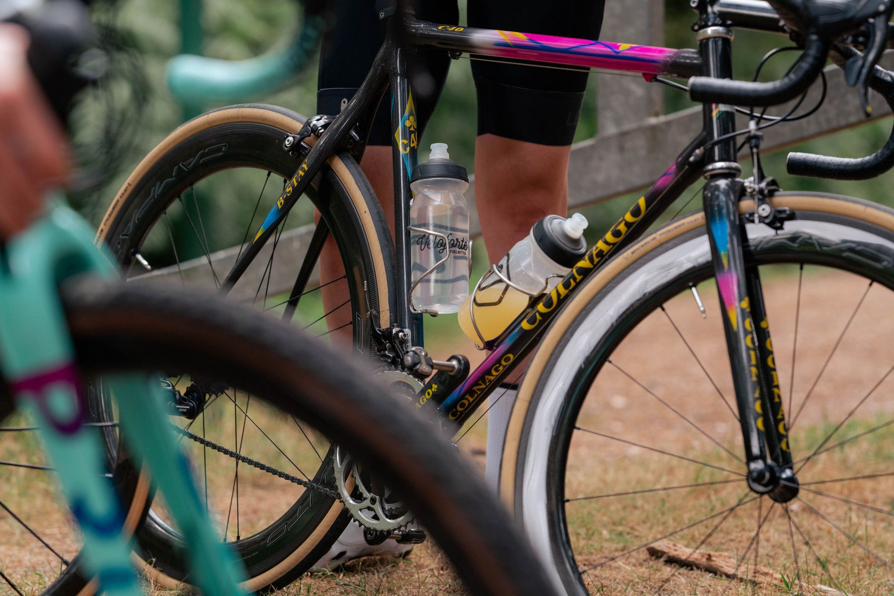 Bike with electrolyte drink in bottle