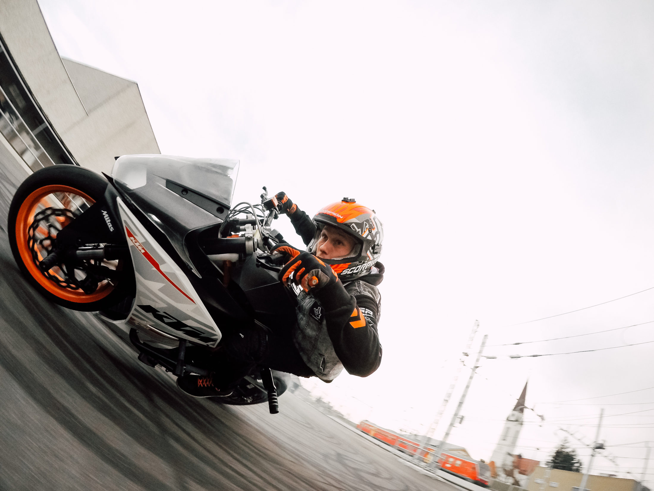Motorcycle drifting at speed