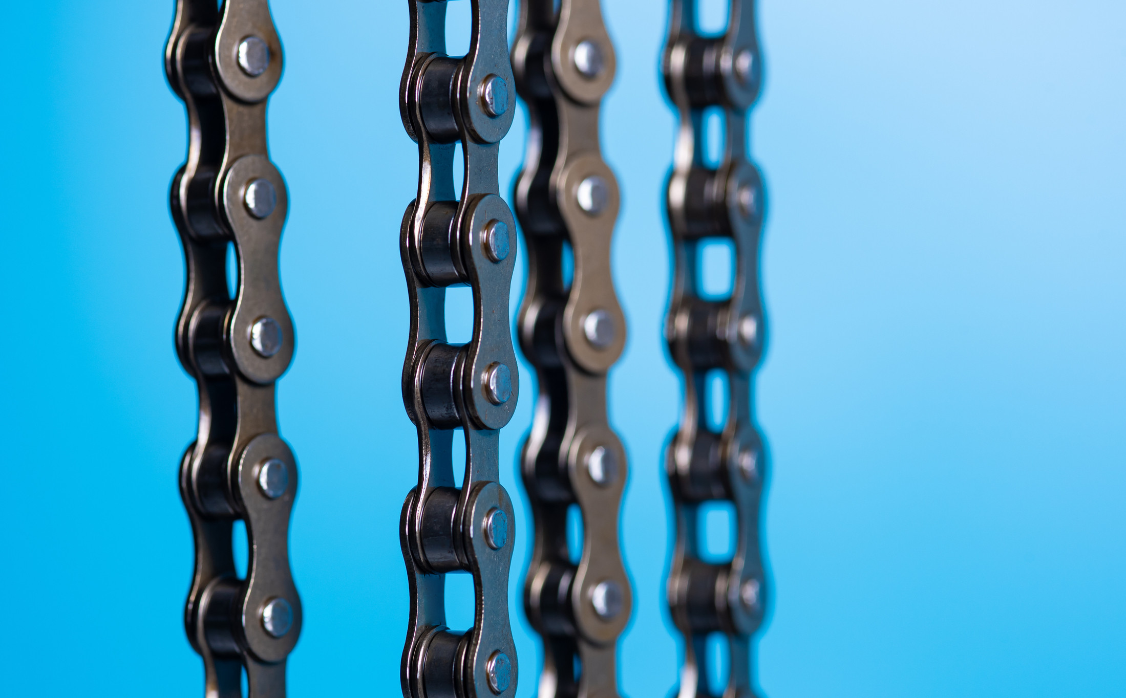 Chain link width, a close up view of the pitch of a bike chain