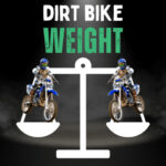 Two dirt bikes on a set of scales showcasing weight comparisons