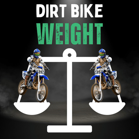 Two dirt bikes on a set of scales showcasing weight comparisons