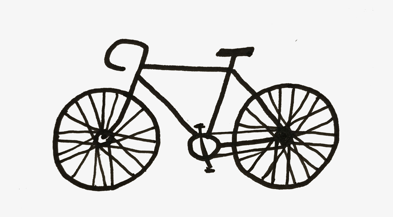 Basic shapes outline for a motorcycle drawing, illustrating the initial framework.